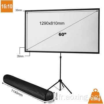 Écran de projecteur mobile standard de 60 pouces de 60 pouces